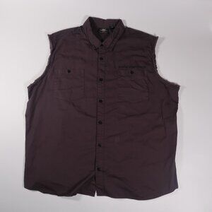 Harley-Davidson Men's Sleeveless Button Front Shirt Vest Sz 4XL Gray Skull Back